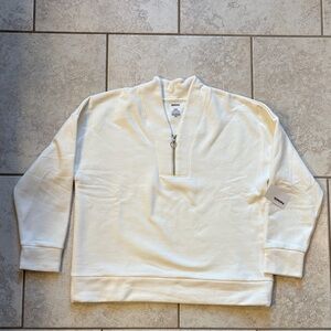 NWT Sonoma Cream Half-Zip Pullover Sweatshirt